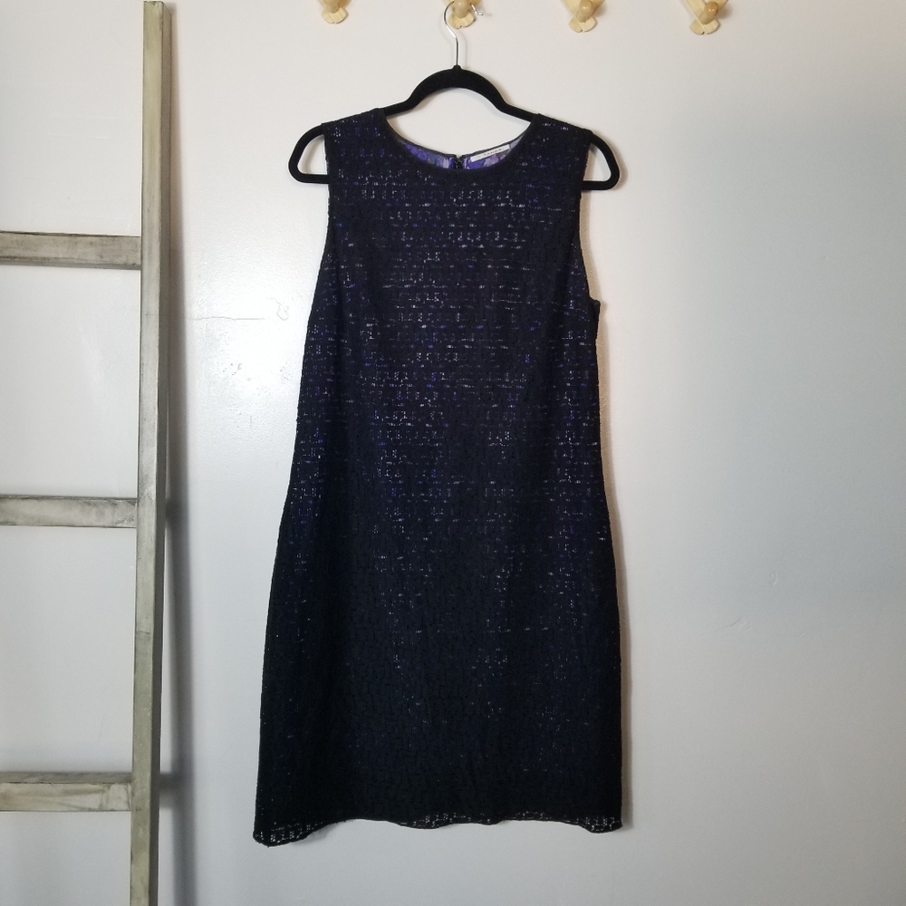 TAHARI BLACK WITH MULTI-COLOR LINING DRESS SIZE 12